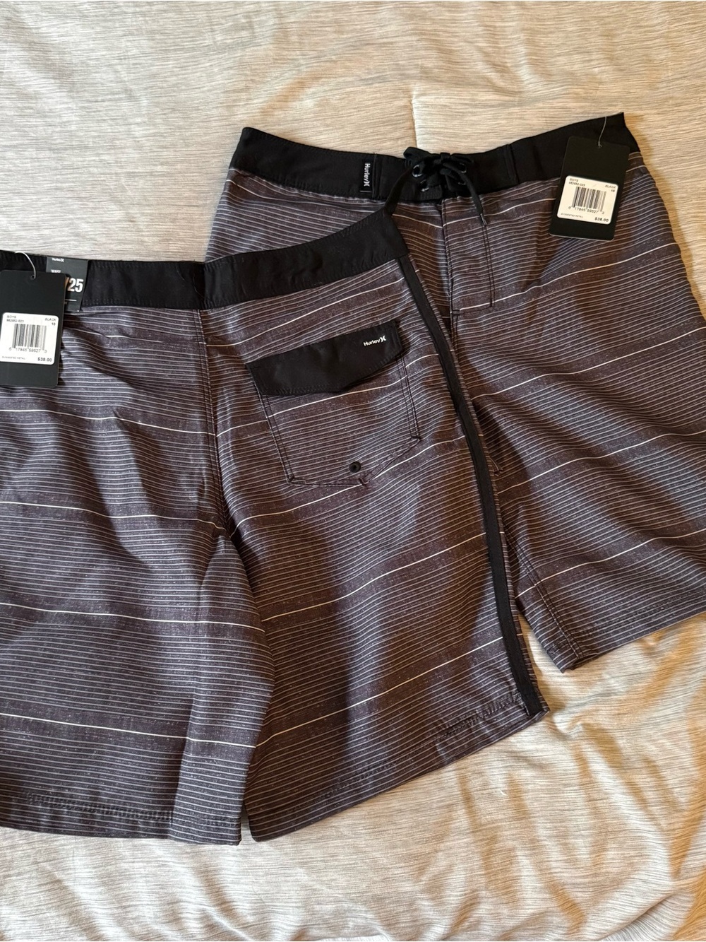Hurley Boys Black Stripe Board Shorts (set of 2)